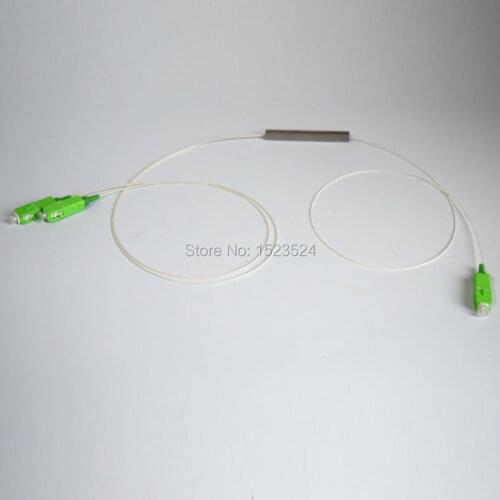 Free Shipping 10pcs/lot 0.9mm Steel Tube 1x2 Mini Blockless 1*2 SC/APC Connector Fiber Optic PLC Splitter