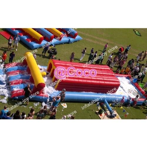 Free ship to sea port,10*5m commercial inflatable obstacle course,team work inflatable tunnel games,water soap funny games
