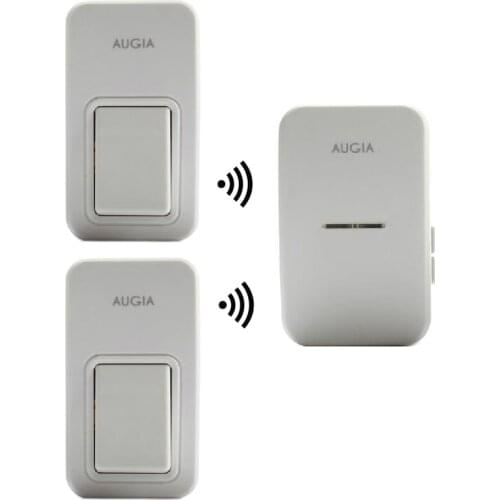 Wireless Cordless Remote Doorbell Door Bell Chime,Two Buttons/Transmitters, No need battery, Waterproof, 110-220V