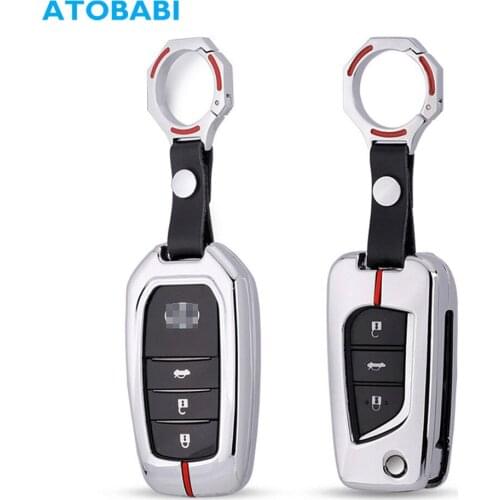 Zinc Alloy Car Key Cases For Toyota Fortuner Rav4 Camry Highlander Crown Corolla Remote Fob Shell Protector Cover Keychain Bag
