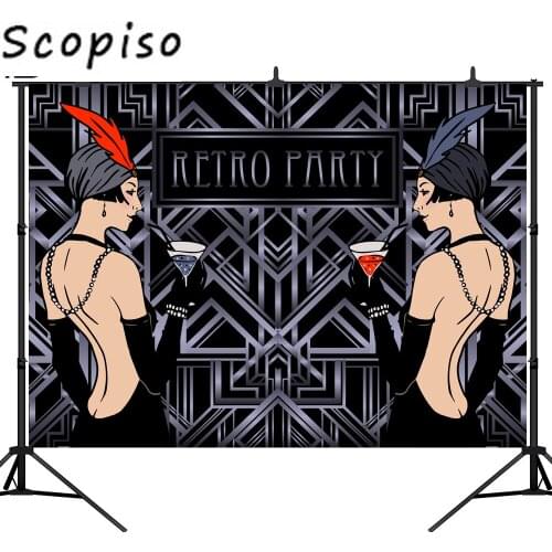 Scopiso The Great Gatsby Backdrop Retro Party Theme Decoration 80s 90s Dance Banner Photography Background for Photo Studio