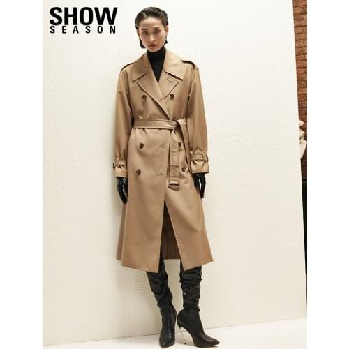 Classic Windbreaker Womens Mid Long 2021 New Spring Over Knee Lace Up Slim British Khaki Windbreaker