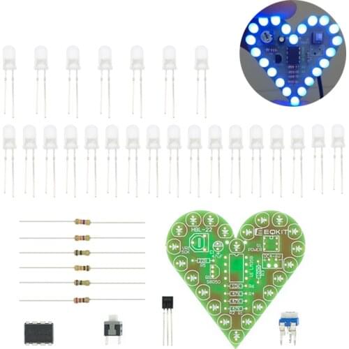 DIY Kit Heart Shape Breathing Lamp Kit Breathing LED Suite Red White Blue Green Electronic Production for Learning laboratory