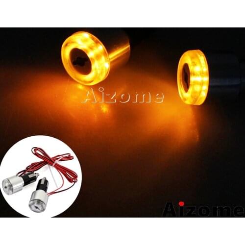 Motorcycle 7/8" Handle Bar End Turn Signal LED Light Indicator 22mm Open Handlebar Blinkers For BMW Yamaha Kawasaki Honda Suzuki