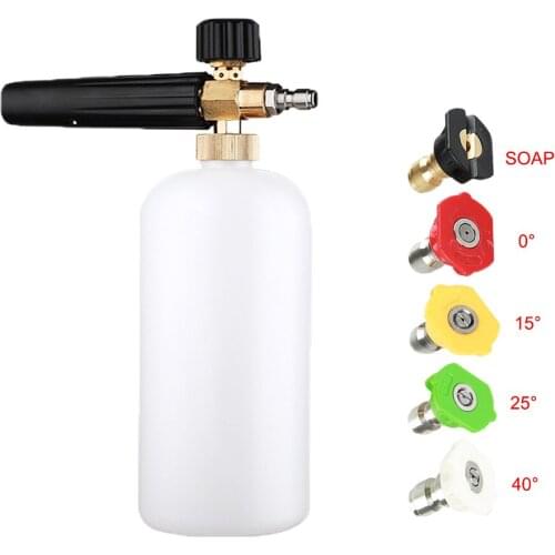 High Pressure Washer Car Wash Snow Foam Lance 1000ml 1/4 Quick Release Foam Generator Foam Cannon Adjustable Nozzle For Car Wash