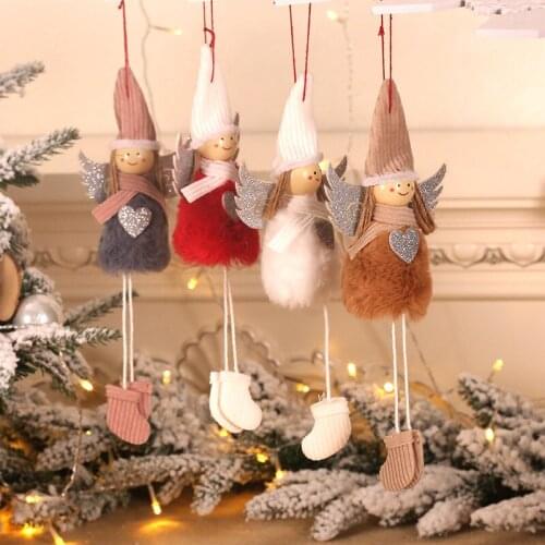 Cartoon Fluffy Christmas Love Angels Suspended Doll Toy Hotel Home Xmas New Year Decor Christmas Tree Pendants Drop Ornament