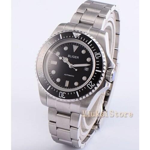 43mm black dial Sapphire Crystal pour acier inoxydable Poignet Analogique montres Hommes Marque Horloge Waterproof man watch