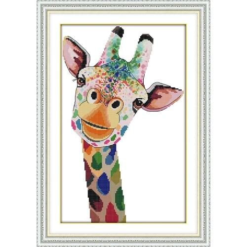 Giraffe cross stitch kit aida 14ct 11ct count printed canvas stitches embroidery DIY handmade needlework