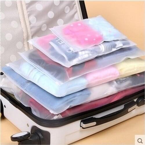 5-piece Portable Translucent Storage Bag Plastic Packaging Cloth Bag Travel Storage Bag Waterproof Bag Zipper Suitcase Cloth Bag