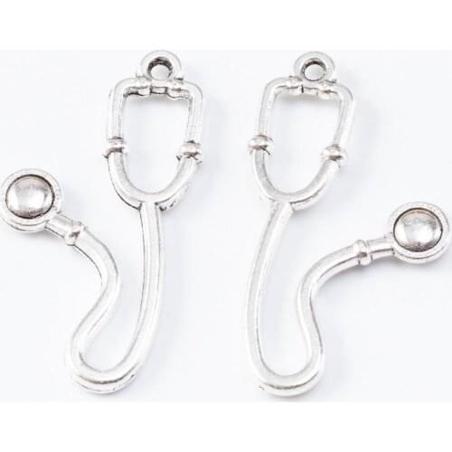 50pcs 28*16MM Vintage silver color medical item Stethoscope charms pendants for bracelet necklace earring jewelry making