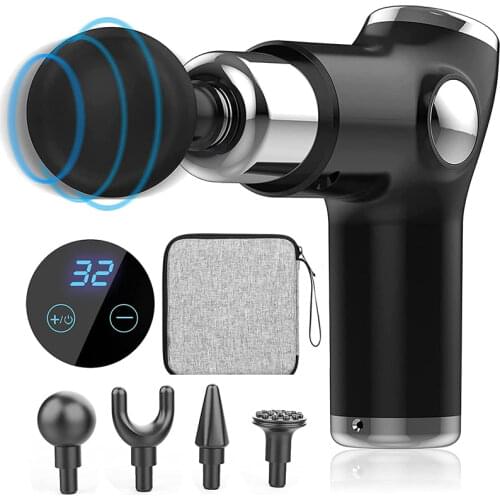 Mini Massage Gun Deep Tissue Percussion Muscle Massager For Pain Relief 32 Speeds LCD Touch Fascia Gun Electric Body Massager