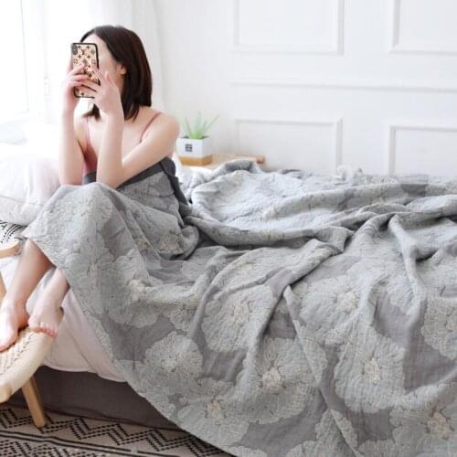 Pure Cotton Five Layer Gauze Towel Blanket for Adult Office Shawl Kids Baby Nap Bedspread Home Dust-proof Cover Blanket Decor