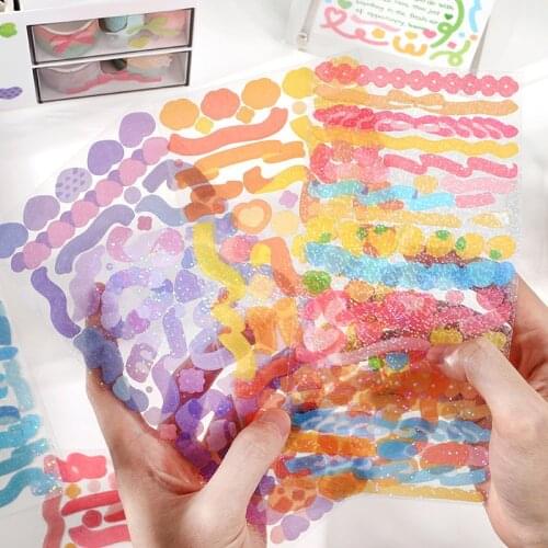 Colorful Laser Ribbon Stickers Diy Album Stationery Happy Plan Deco Kawaii Scrapbooking Stickers