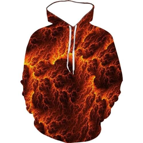 New MenS And WomenS Hoodie 3d Color Printing Volcanic Magma Series Round Tie Cap Long Sleeve Autumn And Winter Sportswear