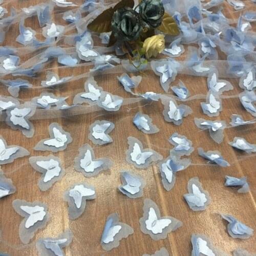 3D Butterflies Overlay fabric tulle lace 2 Layers Airy French mesh fabric For Flower Girl dress Bridal Veil lace Cloak by 1 yard