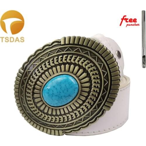 Cowboy Belt Buckle with Diamonds Belt Buckle Suitable for 4cm Width Belt Brass Belt Buckle with Belt Dropshipping