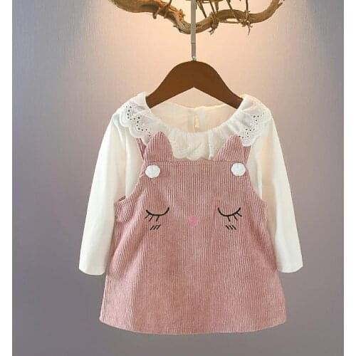 Girl baby spring autumn clothing set cartoon eyes dress+lace bottom shirts,girls toddlers princess 2pcs casual clothes suits