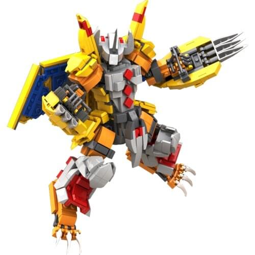 WarGreymon Building Blocks Digimon Anime Figure Model Toys 19cm Action Figure One Piece Cartoon Figure Dolls Toys For Children