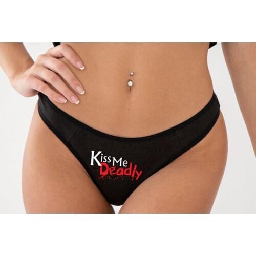 Kiss Me Daddy Funny Sexy Panties Womens Underwear Cute Underpant Brief Lovely Female T-back G-string Thongs For Female