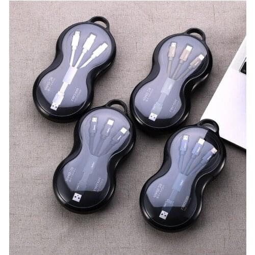 Charging Cable 3-in-1 Data Cable for iPhone Android Type-C Nylon Woven Charging Cable