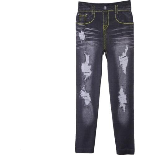 Women Leggings Girls arrival New Stylish Gray Faux Jean Denim Like Women Stretchy Skinny Leggings Pants