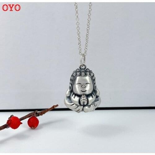100% s999 pure silver vintage distressed Thai silver Buddha pendant