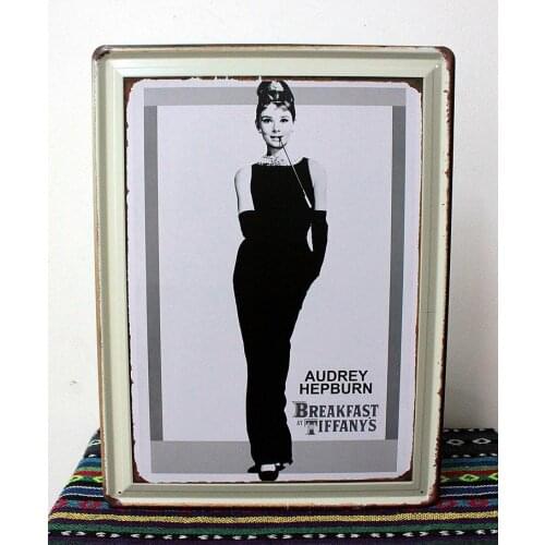 30pcs/lot Metal Sign shabby chic The Retor Audrey Hepburn Metal Paintings Art wall decoration Home Bar Vintage Metal Tin Sign N