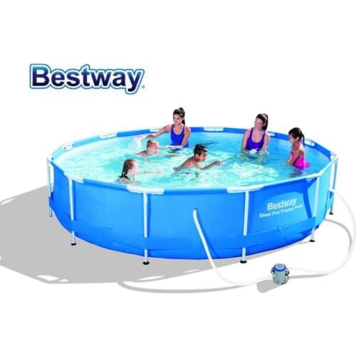 56416 Bestway 366*76cm Frame Swimming Pool with Filter(220V)/12'*30" outdoor Above Ground Thick Paddling Pool/Steel Frame Pool