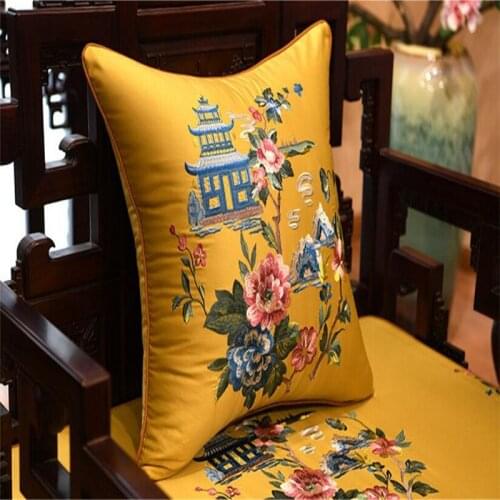 Free Shipping Classical Chinese Tower Waist Cushion With Inner 40x60cm ThrowPillow Embroidery sain cushion pillow chair decorate