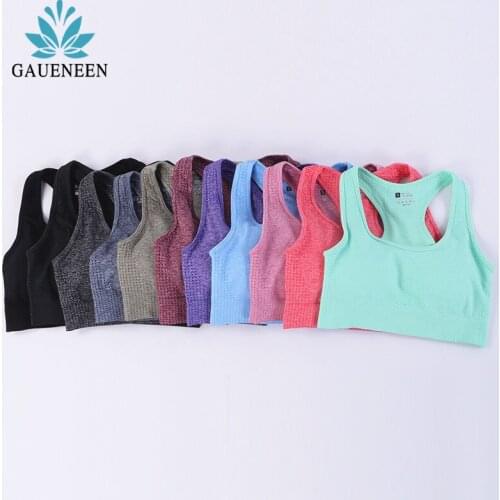 GAUENEEN Seamless Sports Bra Women Padded Push Up Yoga Bra Underwear Sleeveless Fitness Shirt Running Gym Tank Top Active Bra
