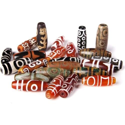 1-2 pcs Natural Dzi Agat Beads Pendants For Necklace Lucky Amulet DIY Making Jewelry Accessory Red Tibetan Agat Black Horn Charm