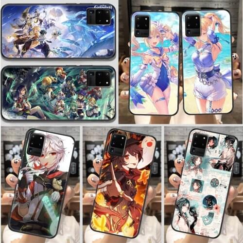 Genshin Impact Game Phone case For Samsung Galaxy Note 4 8 9 10 20 S8 S9 S10 S10E S20 Plus UITRA Ultra black