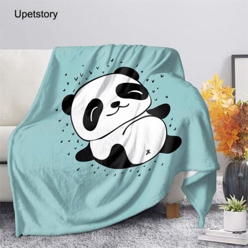 Upetstory Kids Cotton Blanket Cute Panda Printing Soft Fleece Throw Blankets Children Bedroom Warm Large Plush Blanket Mantas