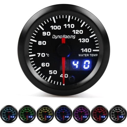 Dynoracing Dual Display 52MM 7 Colors Water temp gauge 40-140 Celsius Water temp meter with stepper motor Water temp sensor