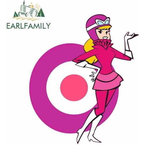 EARLFAMILY 13cm x 11cm for Penelope Pitstop Roundel Wacky Races Cartoon Funny Car Stickers Vinyl JDM Waterproof Anime Decal