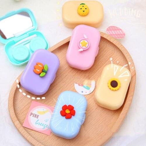 1 Pc Cartoon Cute Contact Lenses Boxes Portable Women Travel Mini Contact Lens Case Eyes Care Kit Glasses Case Container Gifts