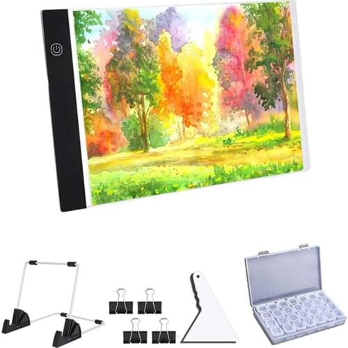 Diamond Painting Tool A4 LED Light Pad, Pen, Plastic Tray, Diamond Painting Roller, Stand Holder and Diamond Embroidery Box for