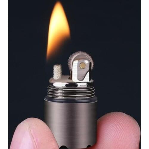 Mini Compact Kerosene Lighter Capsule Gasoline Lighter Inflated Key Chain Lighter Grinding Petrol Wheel Lighter Outdoor Tools