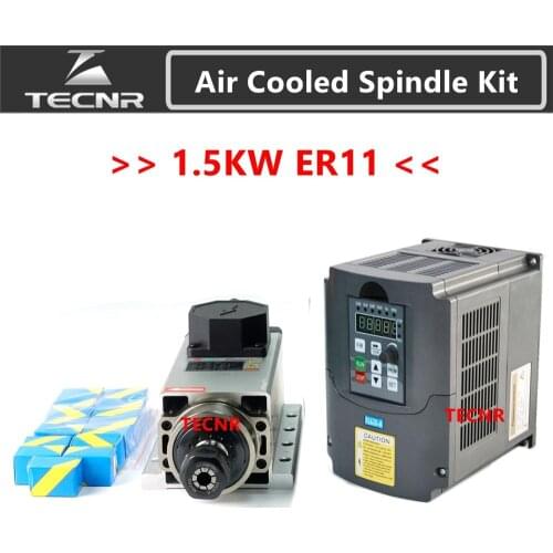 1.5kw 220V cooled spindle motor kit and 1.5KW VFD frquency inverter with ER11 collet for cnc router