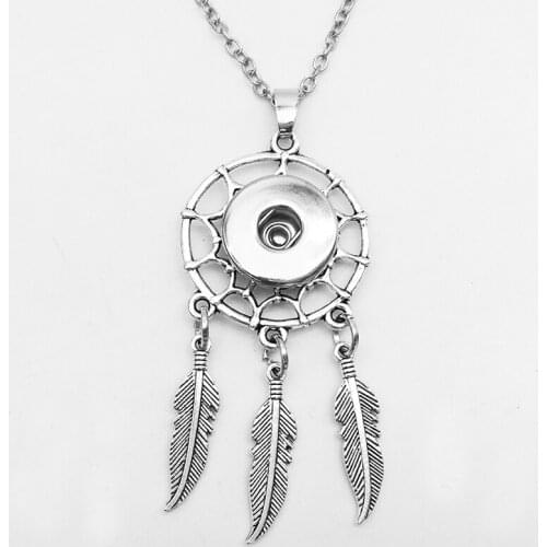 Feather Dreamcatcher snap button necklace NX2110 (fit 18mm 20mm snaps) BOBOSGIRL