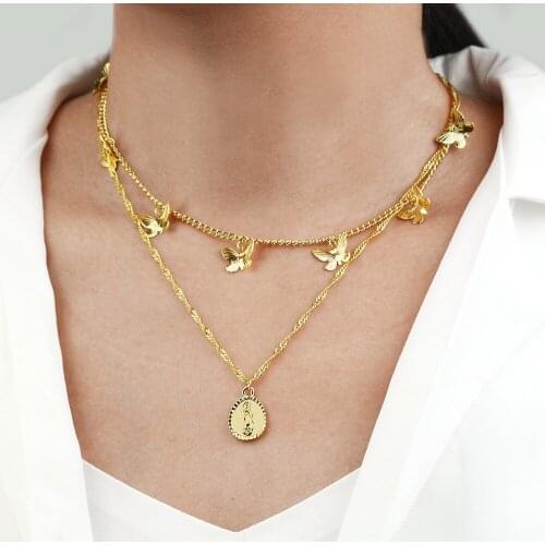 Alloy Fashion Simple All-match Butterfly Necklace Hipster Sweet Butterfly Necklace Female