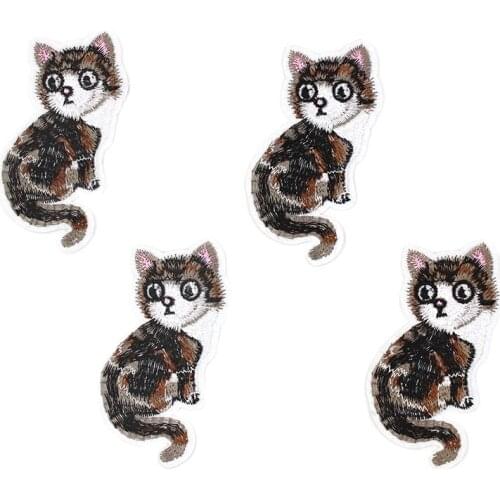 10pcs/lot Iron On Lifelike Cat Patches Embroidered Cartoon Animal Stickers for Bags Jeans Clothes DIY Fabric Appliques Badge
