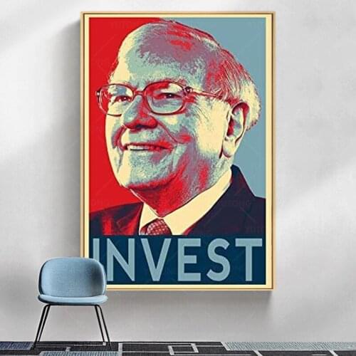 Warren Buffett Portrait Poster Wall Art Home Wall Decorations for Bedroom Living Room Oil Paintings Canvas Prints frame