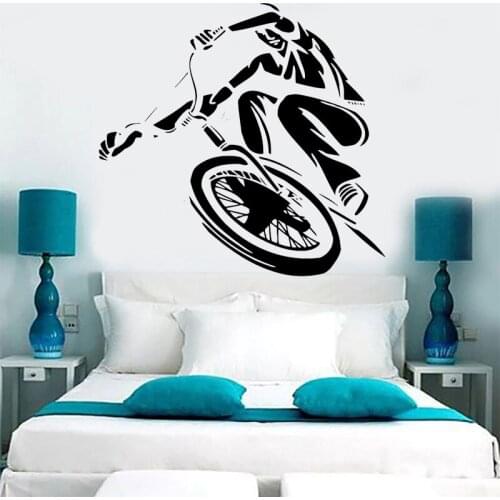 Bike Wall Sticker Cyclist Vinyl Decal Teens Room Decoration Urban Style Bedroom Wall Decor Biker Extreme Sports Mural Removable