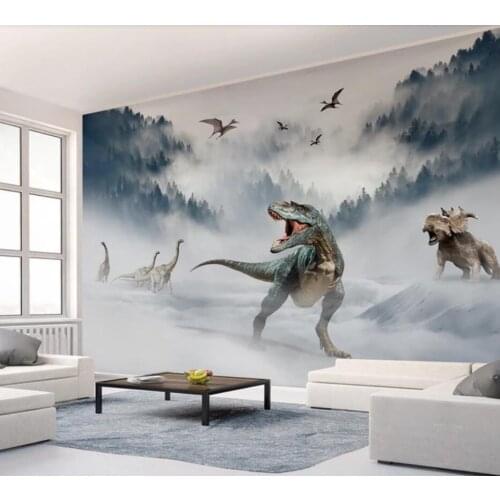 New Chinese landscape glacier forest dinosaur world 3D TV background wall decoration wallpaper murals