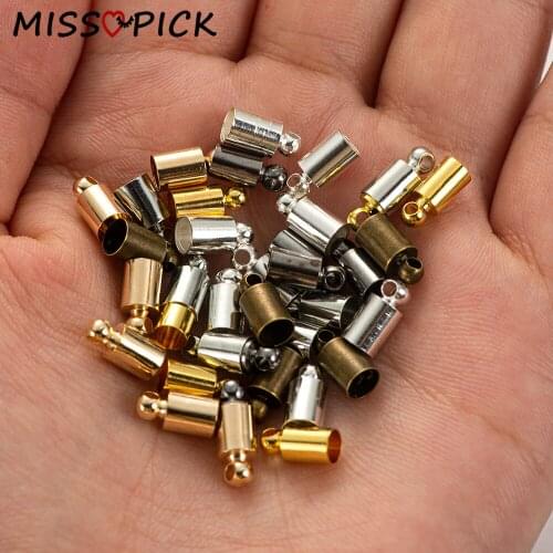 50pcs/lot 2-10mm Tassel Leather Cord End Crimp Cap Beads Caps End Tip Caps For DIY Handmade Jewelry Making Supplies Accessories