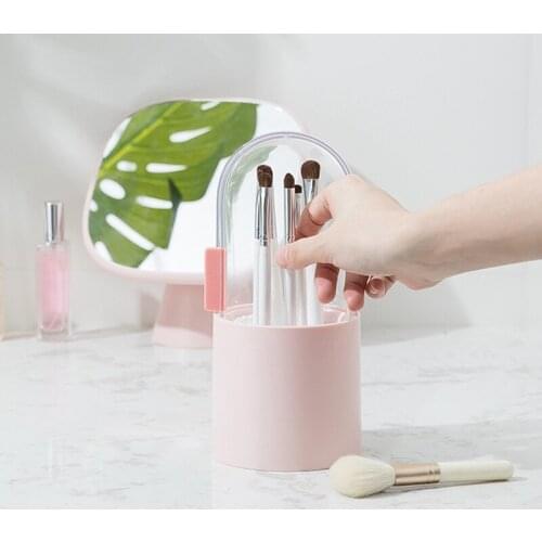 Cosmetic Organizer Box Transparent Rotating Makeup Brush Case Nail Polish Lipstick Holder Eyebrow Pencil Storage Tube