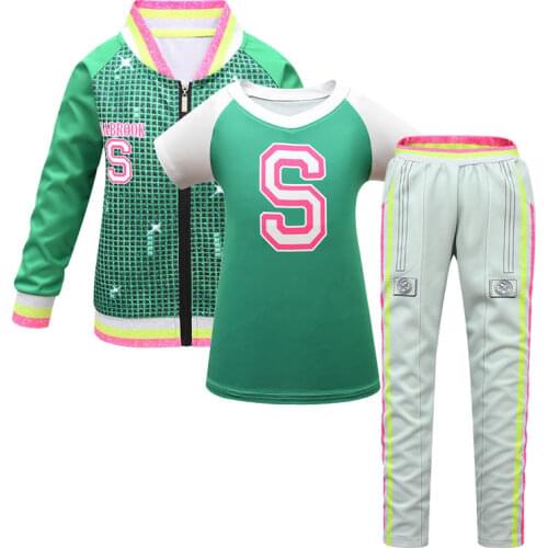 Fall Winter Zombie 2 Cosplay Set For Boy Outfit Cloth Halloween Christmas Child Coat+T Shirt Tee+Pant 3pc Set Kid Boutique Suit