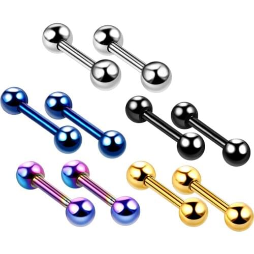 16G 10Pcs/lot Stainless Steel Ear Piercing Barbell Bar Ear Cartilage Tragus Helix Piercing Ear Tunnel Body Jewelry Wholesale