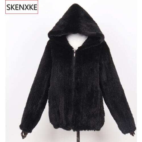 SKENXKE Fur Coats With A Hood